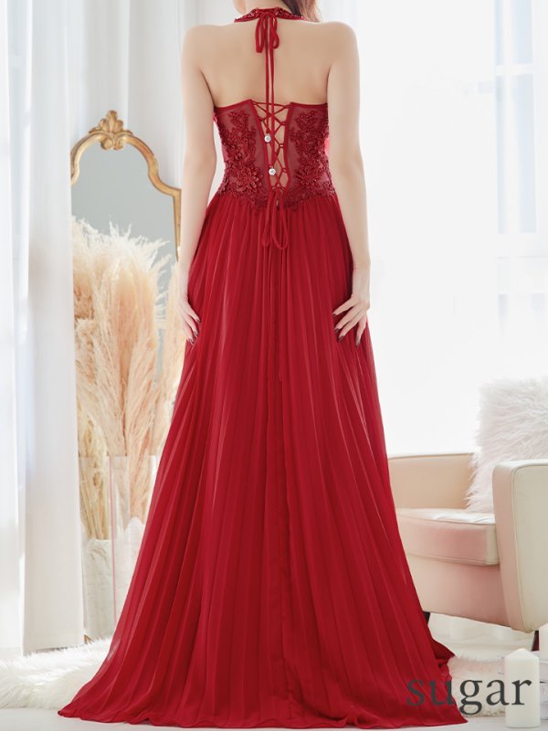 画像32: 【Lip line/リップライン】プリーツ/ アメスリ/ ワンカラー/ シアー/ 刺繍/ Aライン/ ロングドレス/ キャバドレス long[HC03]