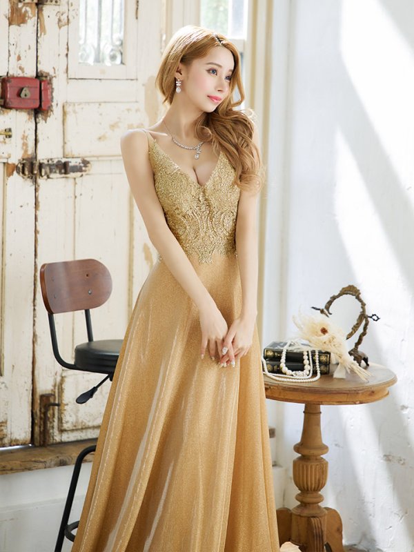 画像16: 【Lip line/リップライン】ラメ/ 刺繍/ シアー/ ノースリーブ/ Aライン/ ロングドレス/ キャバドレス long[HC03]