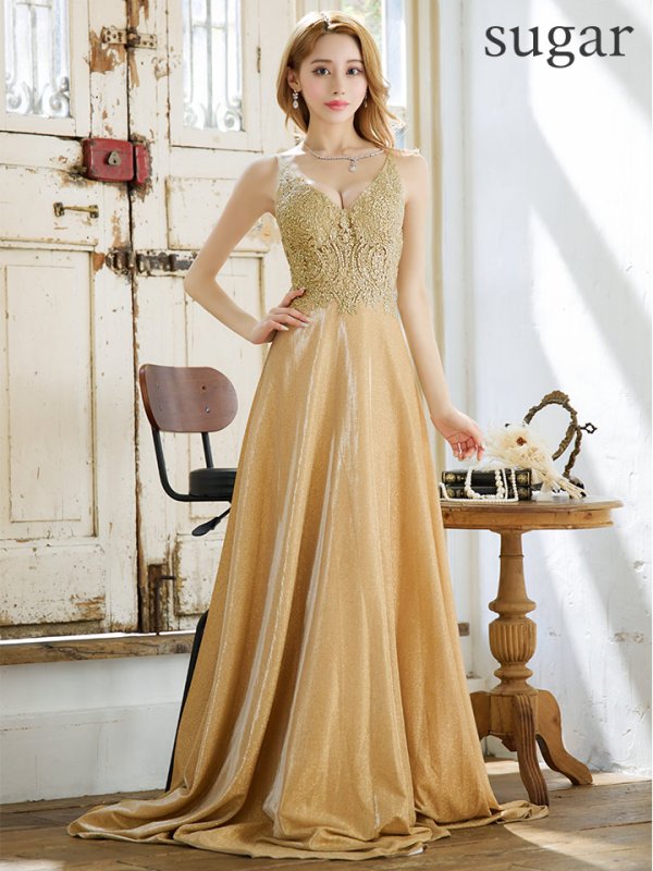 画像21: 【Lip line/リップライン】ラメ/ 刺繍/ シアー/ ノースリーブ/ Aライン/ ロングドレス/ キャバドレス long[HC03]