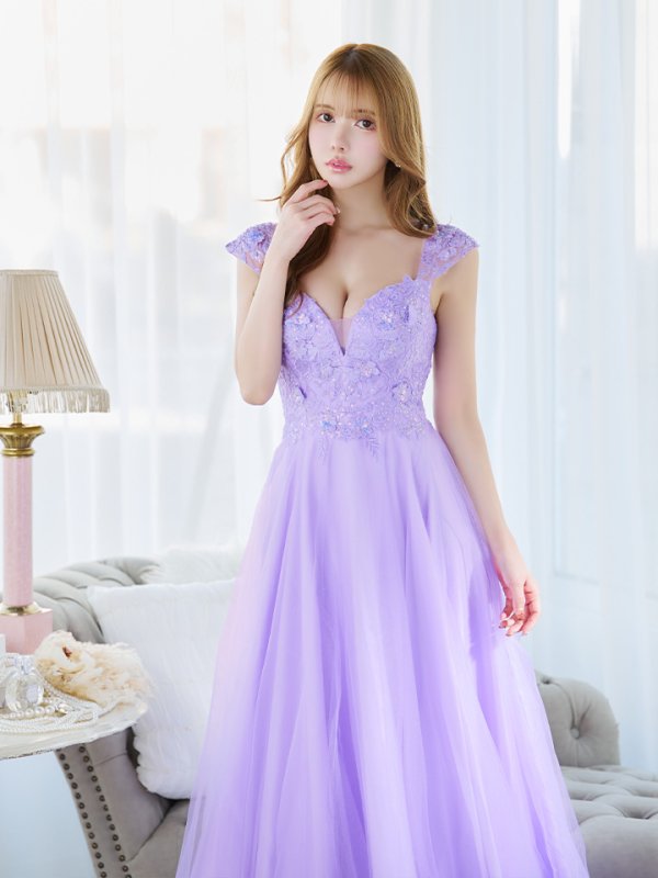 画像3: 【Lip line/リップライン】フラワー刺繍/ ノースリーブ/ Aライン/ フレア/ プリンセス/ ロングドレス/ キャバドレス long[HC03]