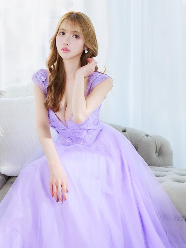 画像5: 【Lip line/リップライン】フラワー刺繍/ ノースリーブ/ Aライン/ フレア/ プリンセス/ ロングドレス/ キャバドレス long[HC03]