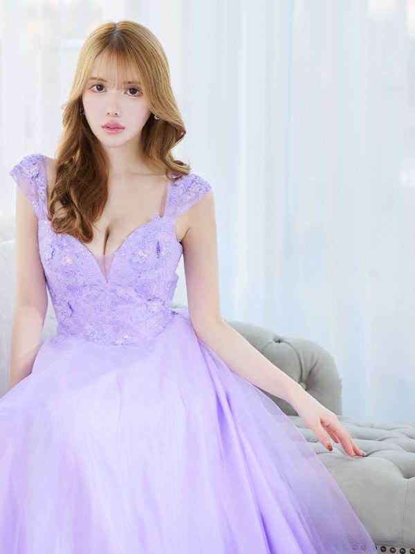 画像6: 【Lip line/リップライン】フラワー刺繍/ ノースリーブ/ Aライン/ フレア/ プリンセス/ ロングドレス/ キャバドレス long[HC03]