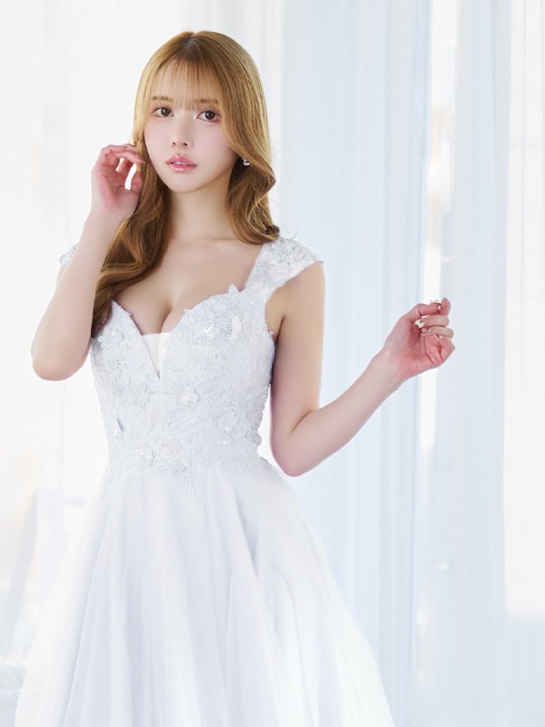 画像4: 【関西コレクション着用】【Lip line/リップライン】フラワー刺繍/ ノースリーブ/ Aライン/ フレア/ プリンセス/ ロングドレス/ キャバドレス long[HC03]