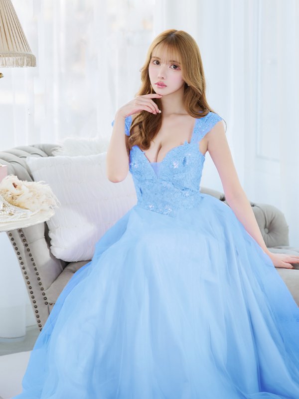 画像12: 【関西コレクション着用】【Lip line/リップライン】フラワー刺繍/ ノースリーブ/ Aライン/ フレア/ プリンセス/ ロングドレス/ キャバドレス long[HC03]