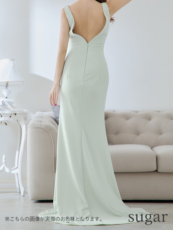 画像15: 【Lip line/リップライン】ワンカラー/ ノースリーブ/ タック/ Vネック/ ビジュー刺繍/ スリット/ ロングドレス/ キャバドレス long[HC03]