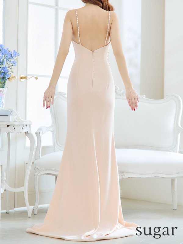 画像9: 【Lip line/リップライン】ワンカラー/ ビジュー/ キャミソール/ 刺繍/ スリット/ ロングドレス/ キャバドレス long[HC03]