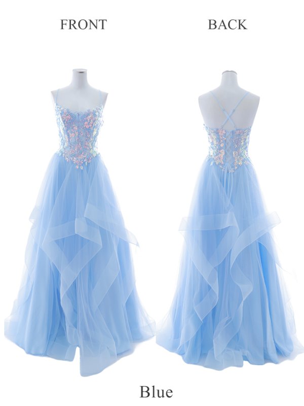 画像27: 【関西コレクション着用】【Lip line/リップライン】スパンコール刺繍/ キャミソール/ チュール/ フレア/ Aライン/ ロングドレス/ キャバドレス long[HC03]