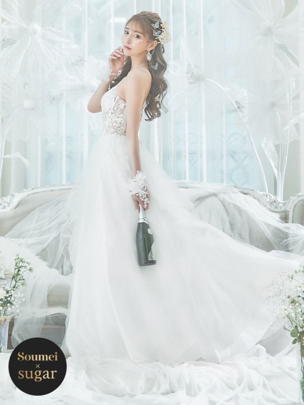 画像3: 【関西コレクション着用】【Lip line/リップライン】スパンコール刺繍/ キャミソール/ チュール/ フレア/ Aライン/ ロングドレス/ キャバドレス long[HC03]