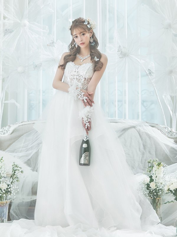 画像4: 【関西コレクション着用】【Lip line/リップライン】スパンコール刺繍/ キャミソール/ チュール/ フレア/ Aライン/ ロングドレス/ キャバドレス long[HC03]