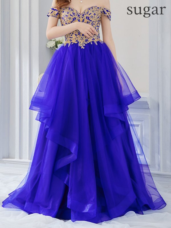 画像15: 【Lip line/リップライン】刺繍/ オフショル/ チュール/ フレア/ プリンセス/ ロングドレス/ キャバドレス long[HC03]