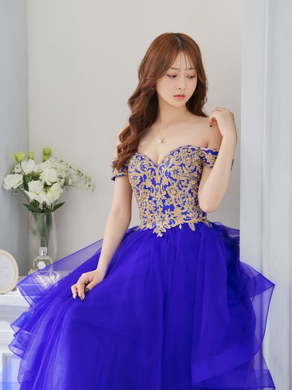 画像12: 【Lip line/リップライン】刺繍/ オフショル/ チュール/ フレア/ プリンセス/ ロングドレス/ キャバドレス long[HC03]