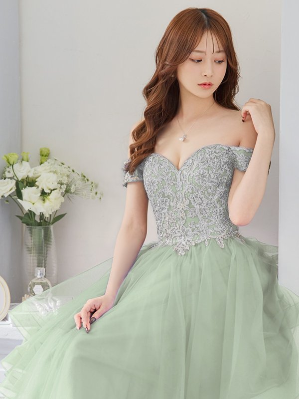 画像3: 【Lip line/リップライン】刺繍/ オフショル/ チュール/ フレア/ プリンセス/ ロングドレス/ キャバドレス long[HC03]