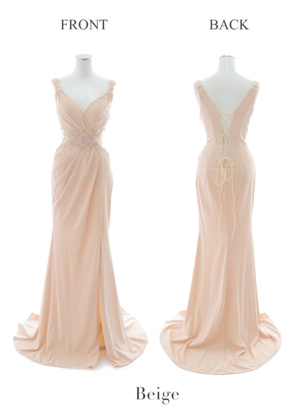 画像18: 【Lip line/リップライン】フラワー刺繍/ ストレッチ/ ノースリーブ/ ワンカラー/ スピンドル/ ロングドレス/ キャバドレス long[HC03]