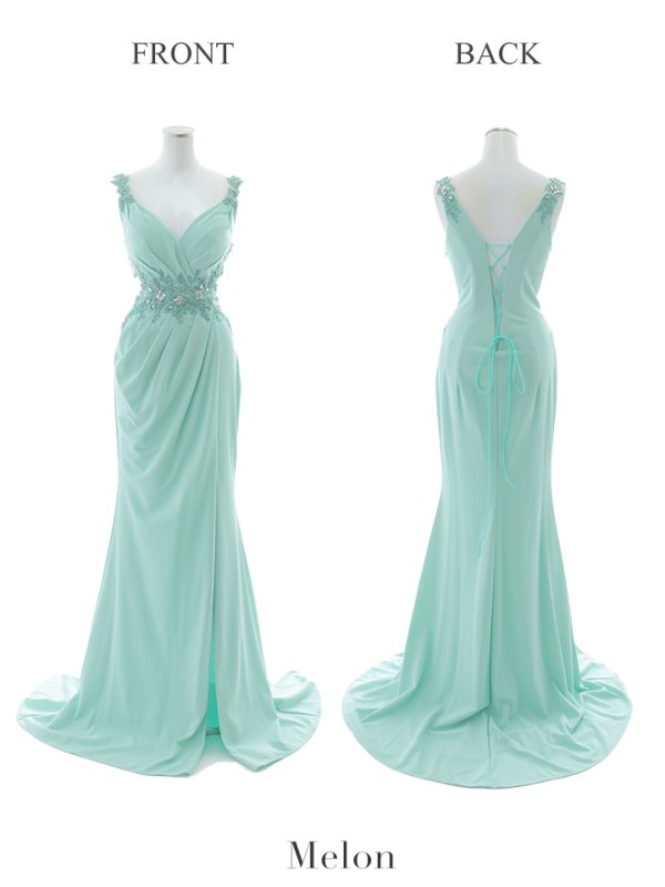 画像21: 【Lip line/リップライン】フラワー刺繍/ ストレッチ/ ノースリーブ/ ワンカラー/ スピンドル/ ロングドレス/ キャバドレス long[HC03]