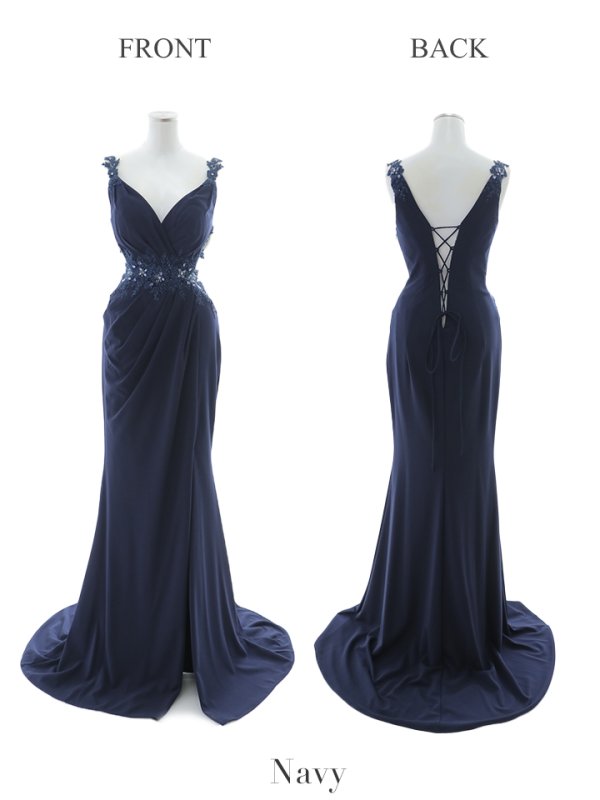 画像15: 【Lip line/リップライン】フラワー刺繍/ ストレッチ/ ノースリーブ/ ワンカラー/ スピンドル/ ロングドレス/ キャバドレス long[HC03]