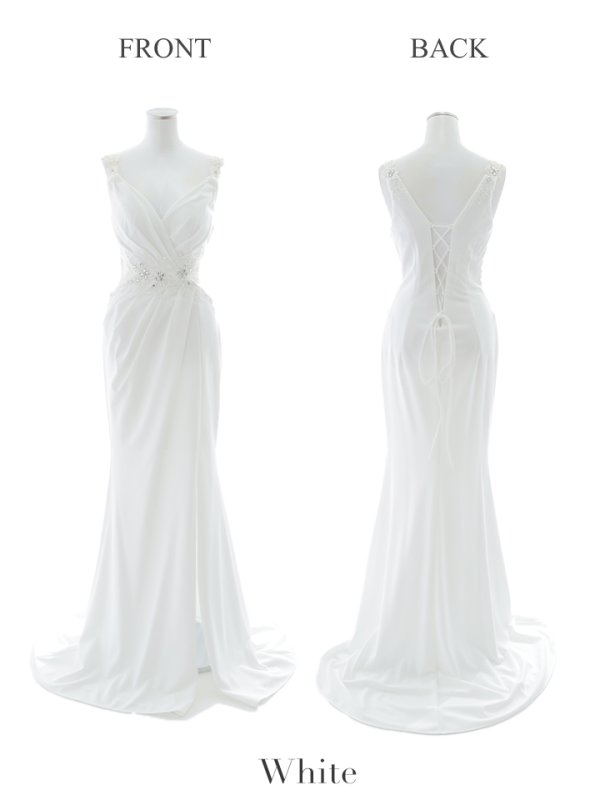 画像12: 【Lip line/リップライン】フラワー刺繍/ ストレッチ/ ノースリーブ/ ワンカラー/ スピンドル/ ロングドレス/ キャバドレス long[HC03]