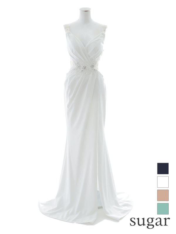 画像11: 【Lip line/リップライン】フラワー刺繍/ ストレッチ/ ノースリーブ/ ワンカラー/ スピンドル/ ロングドレス/ キャバドレス long[HC03]