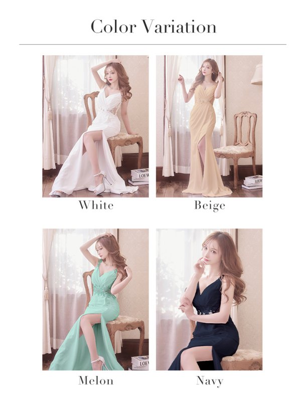 画像24: 【Lip line/リップライン】フラワー刺繍/ ストレッチ/ ノースリーブ/ ワンカラー/ スピンドル/ ロングドレス/ キャバドレス long[HC03]