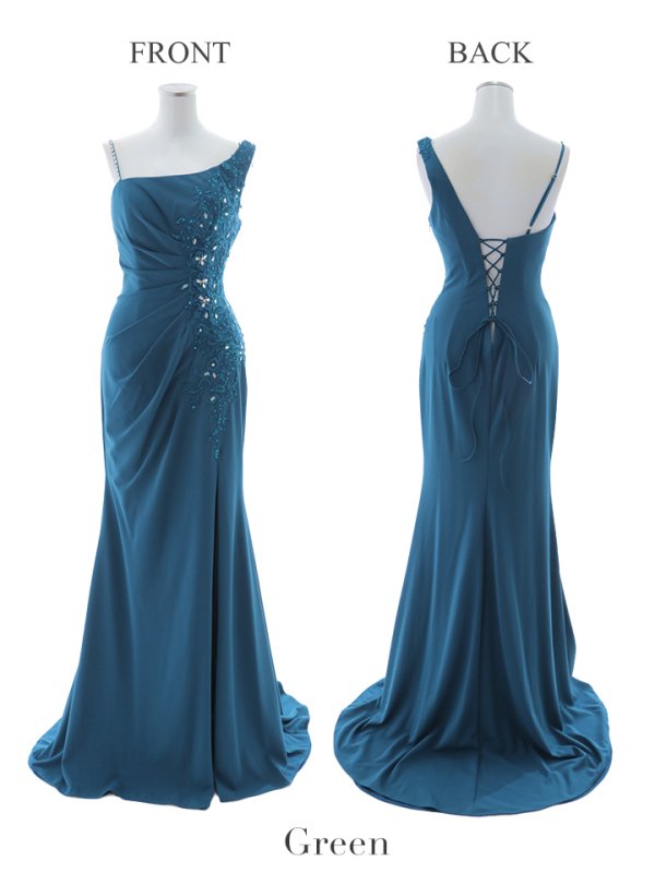 画像21: 【Lip line/リップライン】フラワー刺繍/ ストレッチ/ ワンショルダー/ ワンカラー/ スピンドル/ ロングドレス/ キャバドレス long[HC03]