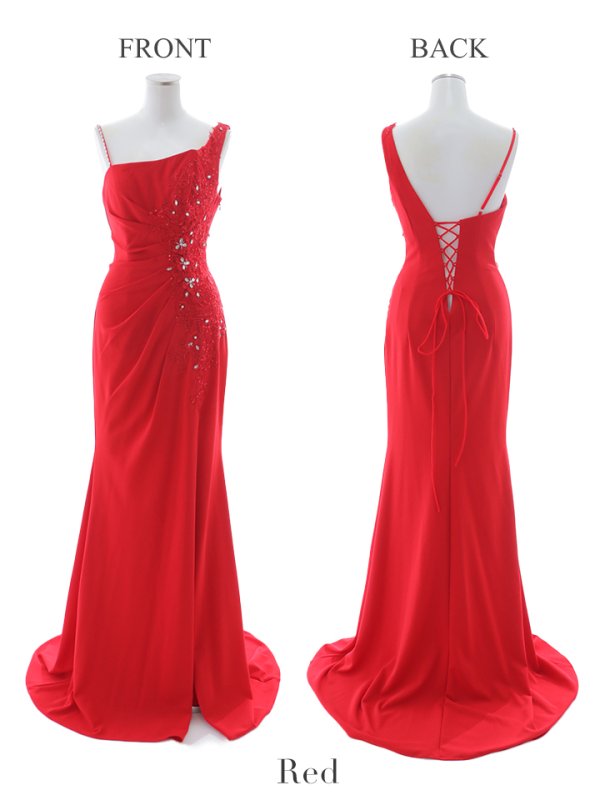 画像22: 【Lip line/リップライン】フラワー刺繍/ ストレッチ/ ワンショルダー/ ワンカラー/ スピンドル/ ロングドレス/ キャバドレス long[HC03]