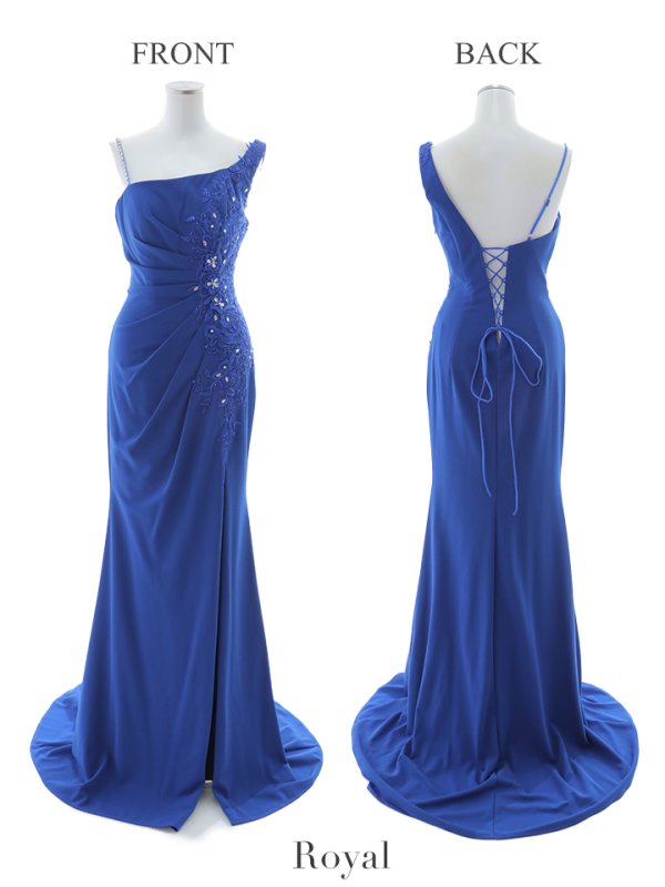 画像20: 【Lip line/リップライン】フラワー刺繍/ ストレッチ/ ワンショルダー/ ワンカラー/ スピンドル/ ロングドレス/ キャバドレス long[HC03]