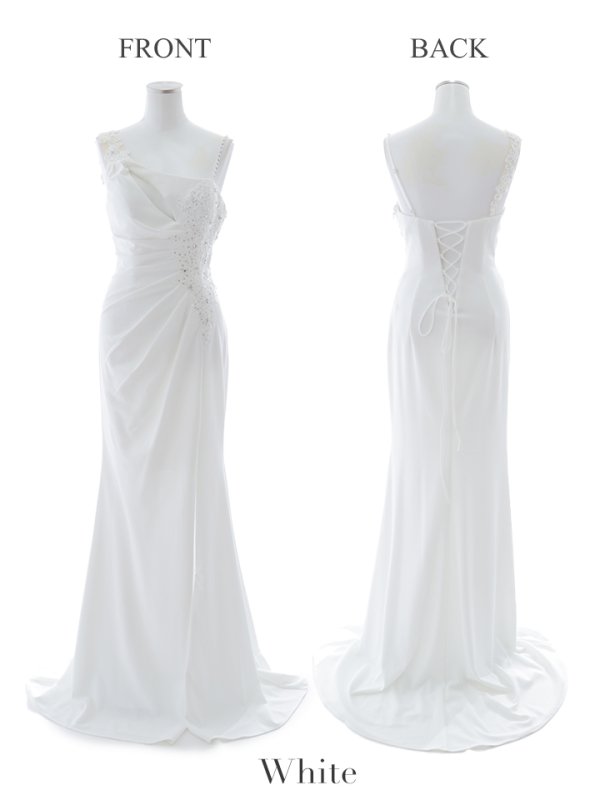 画像6: 【Lip line/リップライン】アシメショルダー/ バストカットアウト/ サイドタック/ フラワー刺繍/ ストレッチ/ スリット/ ロングドレス/ キャバドレス long[HC03]