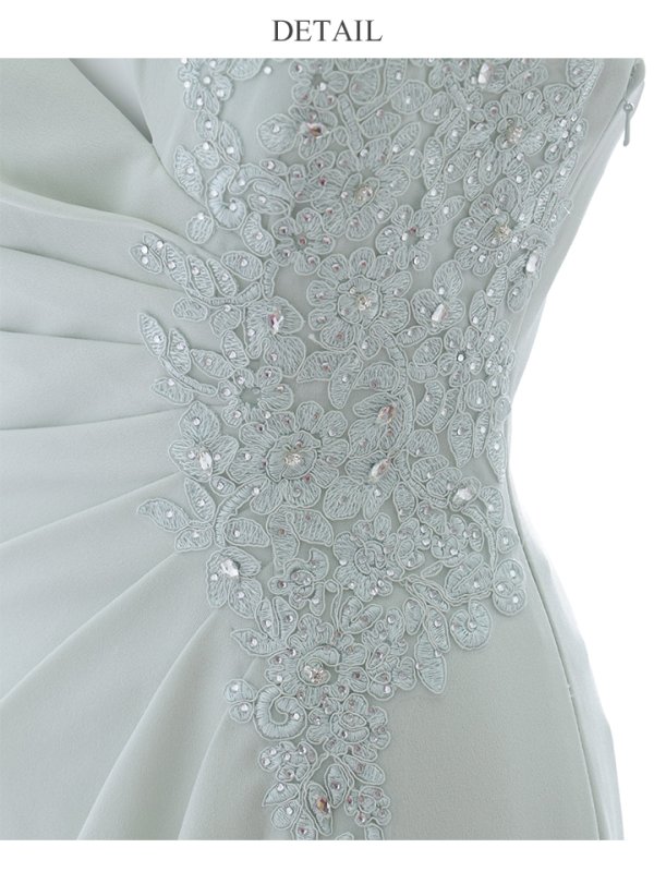 画像10: 【Lip line/リップライン】アシメショルダー/ バストカットアウト/ サイドタック/ フラワー刺繍/ ストレッチ/ スリット/ ロングドレス/ キャバドレス long[HC03]