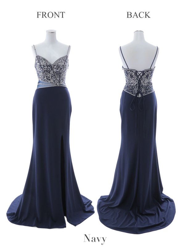 画像18: 【Lip line/リップライン】ビジュー/ 刺繍/ ストレッチ/ ウエストシアー/ スリット/ ロングドレス/ キャバドレス long[HC03]