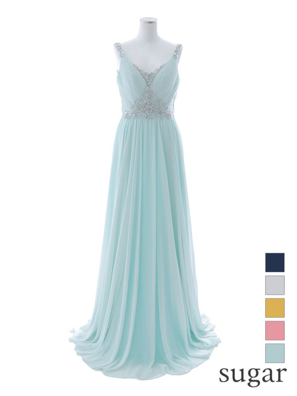 画像15: 【Lip line/リップライン】ビジュー刺繍/ プリーツ/ ノースリーブ/ ワンカラー/ Aライン/ ロングドレス/ キャバドレス long[HC03]