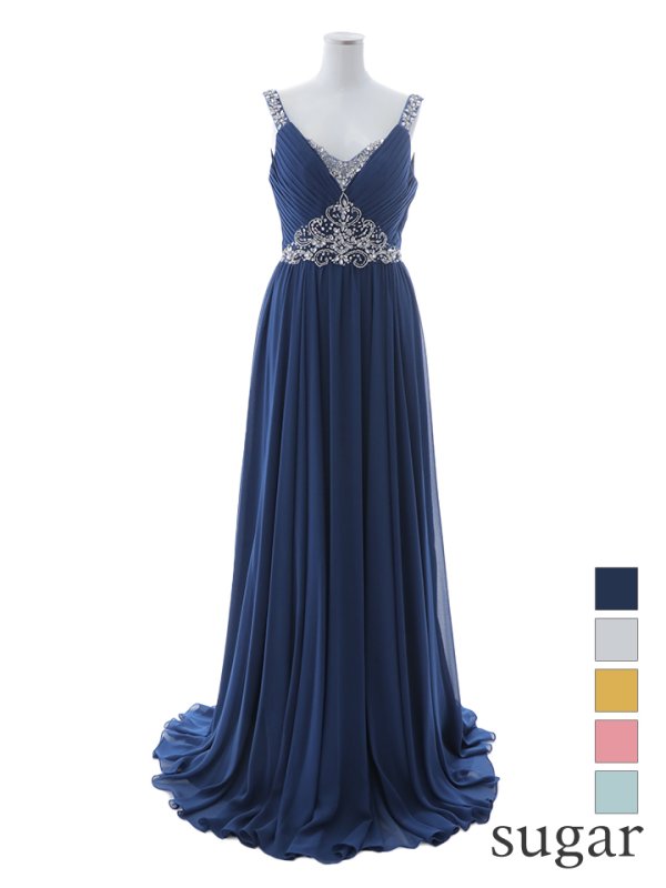 画像18: 【Lip line/リップライン】ビジュー刺繍/ プリーツ/ ノースリーブ/ ワンカラー/ Aライン/ ロングドレス/ キャバドレス long[HC03]