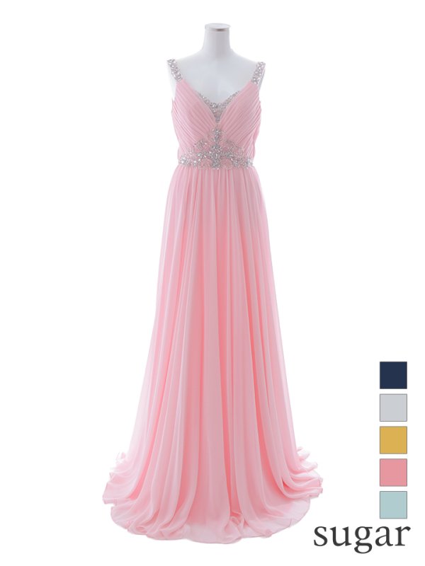 画像16: 【Lip line/リップライン】ビジュー刺繍/ プリーツ/ ノースリーブ/ ワンカラー/ Aライン/ ロングドレス/ キャバドレス long[HC03]