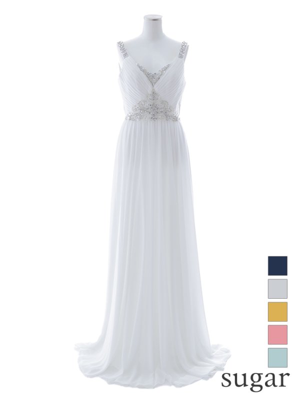 画像17: 【Lip line/リップライン】ビジュー刺繍/ プリーツ/ ノースリーブ/ ワンカラー/ Aライン/ ロングドレス/ キャバドレス long[HC03]