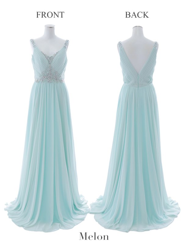 画像20: 【Lip line/リップライン】ビジュー刺繍/ プリーツ/ ノースリーブ/ ワンカラー/ Aライン/ ロングドレス/ キャバドレス long[HC03]