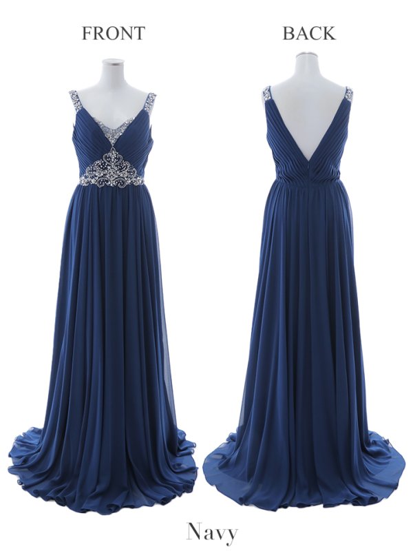 画像23: 【Lip line/リップライン】ビジュー刺繍/ プリーツ/ ノースリーブ/ ワンカラー/ Aライン/ ロングドレス/ キャバドレス long[HC03]