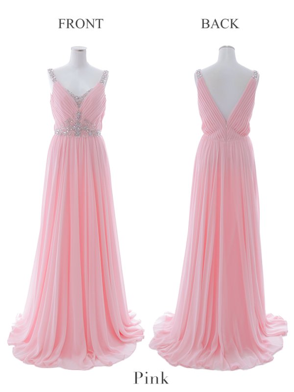 画像21: 【Lip line/リップライン】ビジュー刺繍/ プリーツ/ ノースリーブ/ ワンカラー/ Aライン/ ロングドレス/ キャバドレス long[HC03]