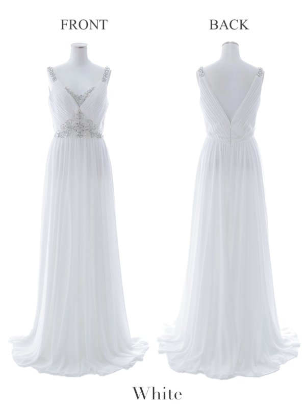 画像22: 【Lip line/リップライン】ビジュー刺繍/ プリーツ/ ノースリーブ/ ワンカラー/ Aライン/ ロングドレス/ キャバドレス long[HC03]