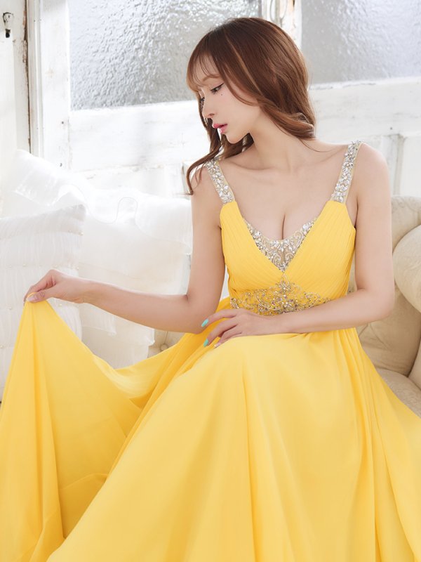 画像8: 【Lip line/リップライン】ビジュー刺繍/ プリーツ/ ノースリーブ/ ワンカラー/ Aライン/ ロングドレス/ キャバドレス long[HC03]