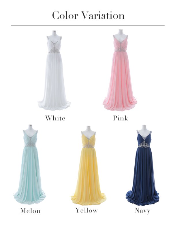 画像26: 【Lip line/リップライン】ビジュー刺繍/ プリーツ/ ノースリーブ/ ワンカラー/ Aライン/ ロングドレス/ キャバドレス long[HC03]