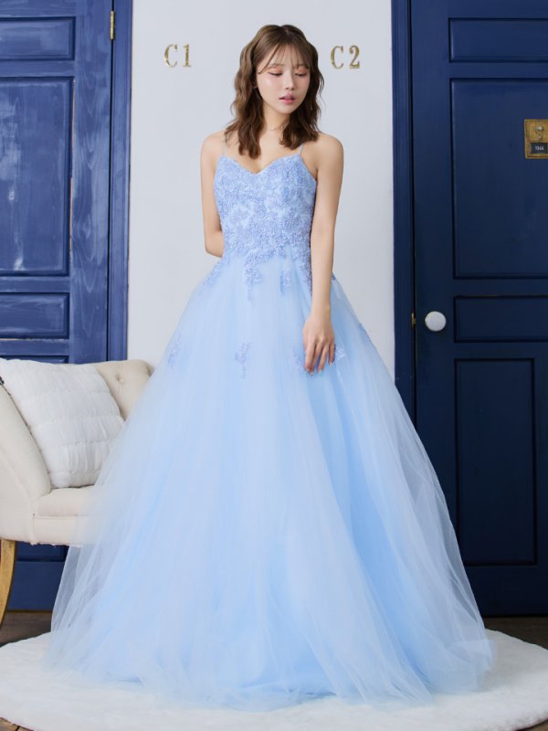 ブルー モデル:如月れい 身長:156cm 着用サイズ:Sサイズ