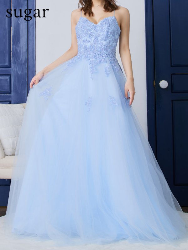 ブルー モデル:如月れい 身長:156cm 着用サイズ:Sサイズ