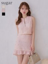 【JOLIESSE/ジョリエス】フロントジップ/ ノースリーブ/ ビジュー/ フリル/ セットアップ/ フレア/ ミニドレス/ キャバドレス[HC03]