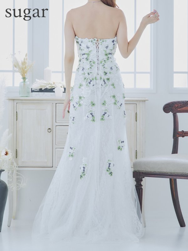 画像10: 【Lip line/リップライン】フラワー刺繍/ ベア/ チュール/ レース/ Aライン/ スピンドル/ ロングドレス/ キャバドレス long[HC03]