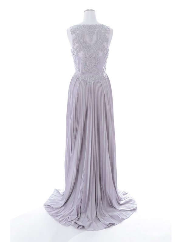 画像6: 【Lip line/リップライン】刺繍/ ワンカラー/ Vネック/ ノースリーブ/ ビジュー/ プリーツスカート/ Aライン/ ロングドレス/ キャバドレス long[HC03]