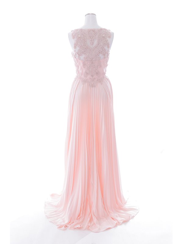 画像12: 【Lip line/リップライン】刺繍/ ワンカラー/ Vネック/ ノースリーブ/ ビジュー/ プリーツスカート/ Aライン/ ロングドレス/ キャバドレス long[HC03]