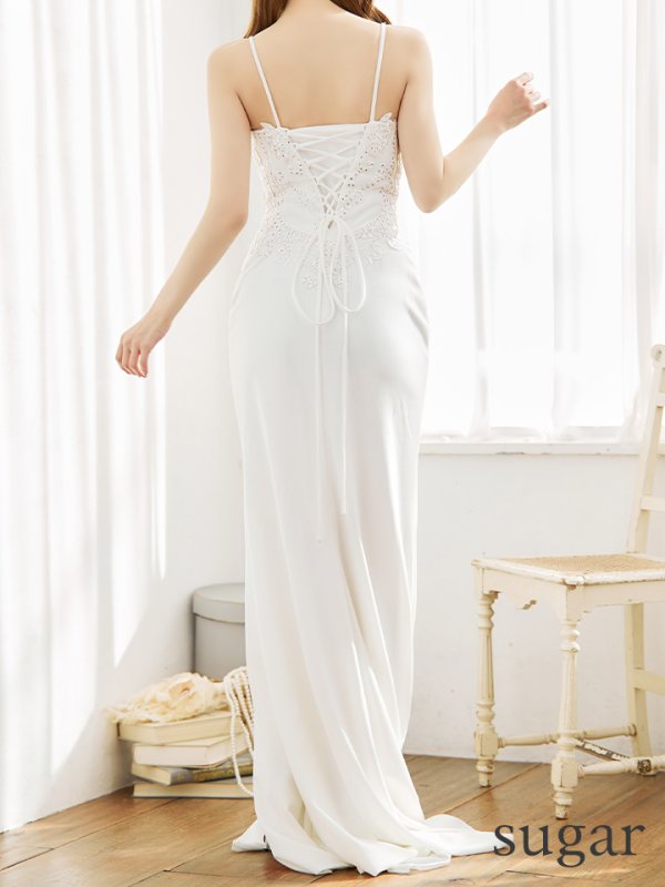 画像11: 【Lip line/リップライン】ビジュー/ 刺繍/ ワンカラー/ キャミソール/ スリット/ タイト/ ロングドレス/ キャバドレス long[HC03]