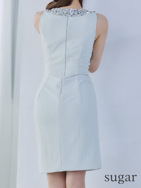 画像12: 【Lip line/リップライン】シンプル/ ワンカラー/ ノースリーブ/ ビジュー/ カットアウト/ タイト/ ミニドレス / キャバドレス[HC03]