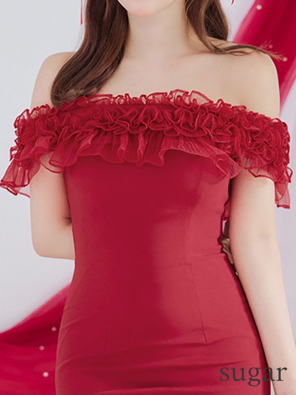 画像10: 【ANDY/アンディ】フリル/ オフショル/ ワンカラー/ タイト/ ミニドレス/ キャバドレス[OF05]