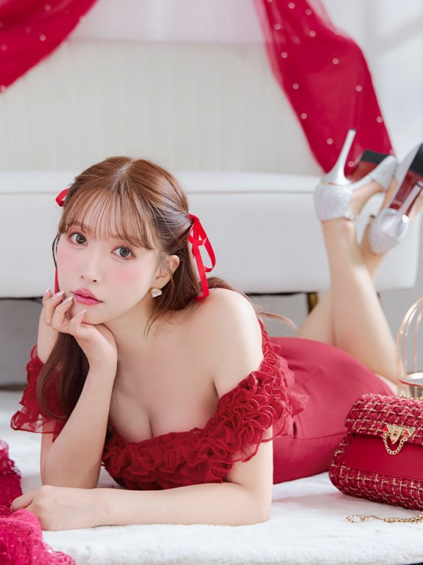 画像5: 【ANDY/アンディ】フリル/ オフショル/ ワンカラー/ タイト/ ミニドレス/ キャバドレス[OF05]