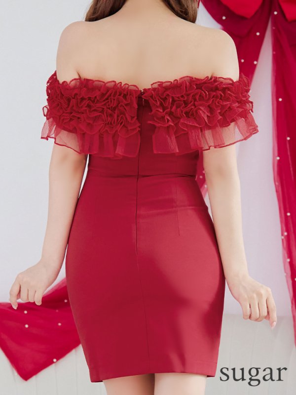 画像9: 【ANDY/アンディ】フリル/ オフショル/ ワンカラー/ タイト/ ミニドレス/ キャバドレス[OF05]