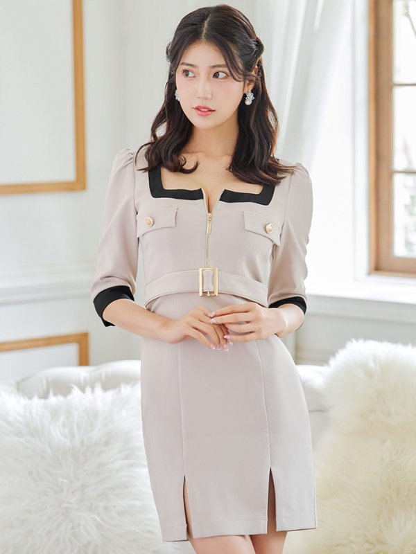 ベージュxブラック モデル:阿部なつき 身長:160cm 着用サイズ:Sサイズ